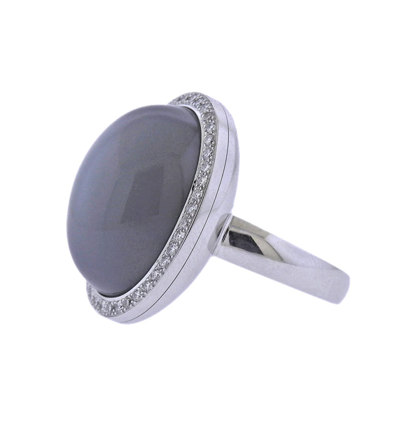 Bucherer Gold Diamond 24.16ct Grey Moonstone Ring