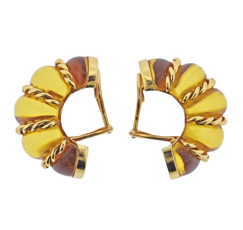 Seaman Schepps Gold Swirl Earrings For Sale at 1stDibs