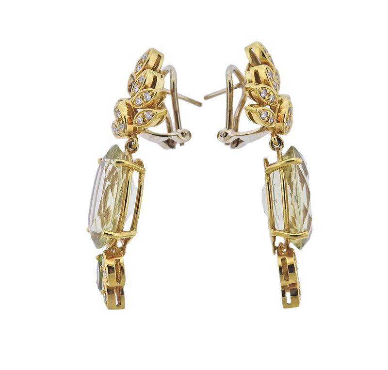 Bucherer Gold Diamond Quartz Peridot Cocktail Earrings