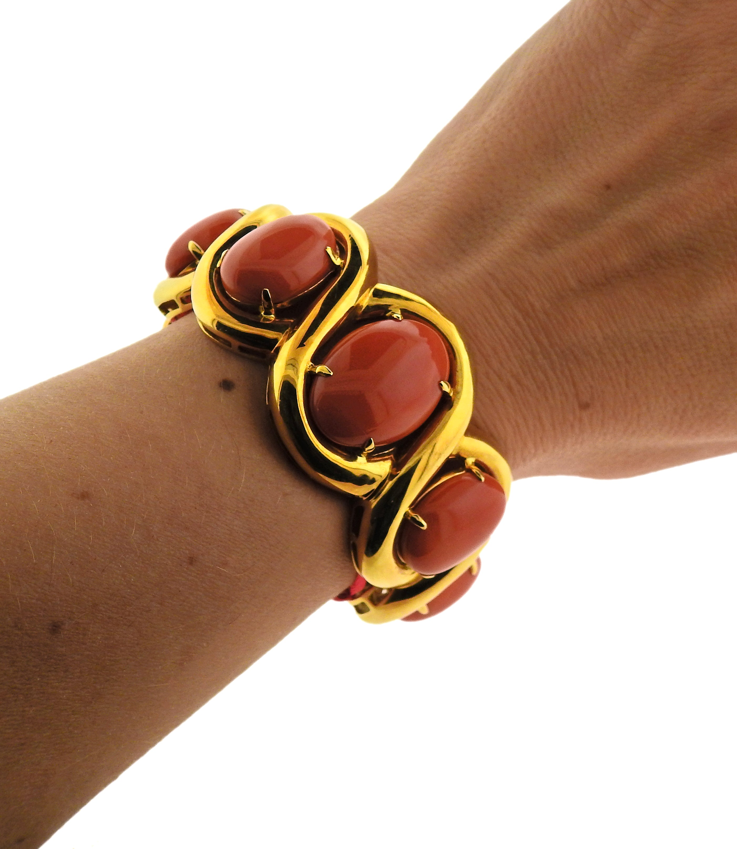 Seaman Schepps Coral Gold Cuff Bracelet - Oak Gem