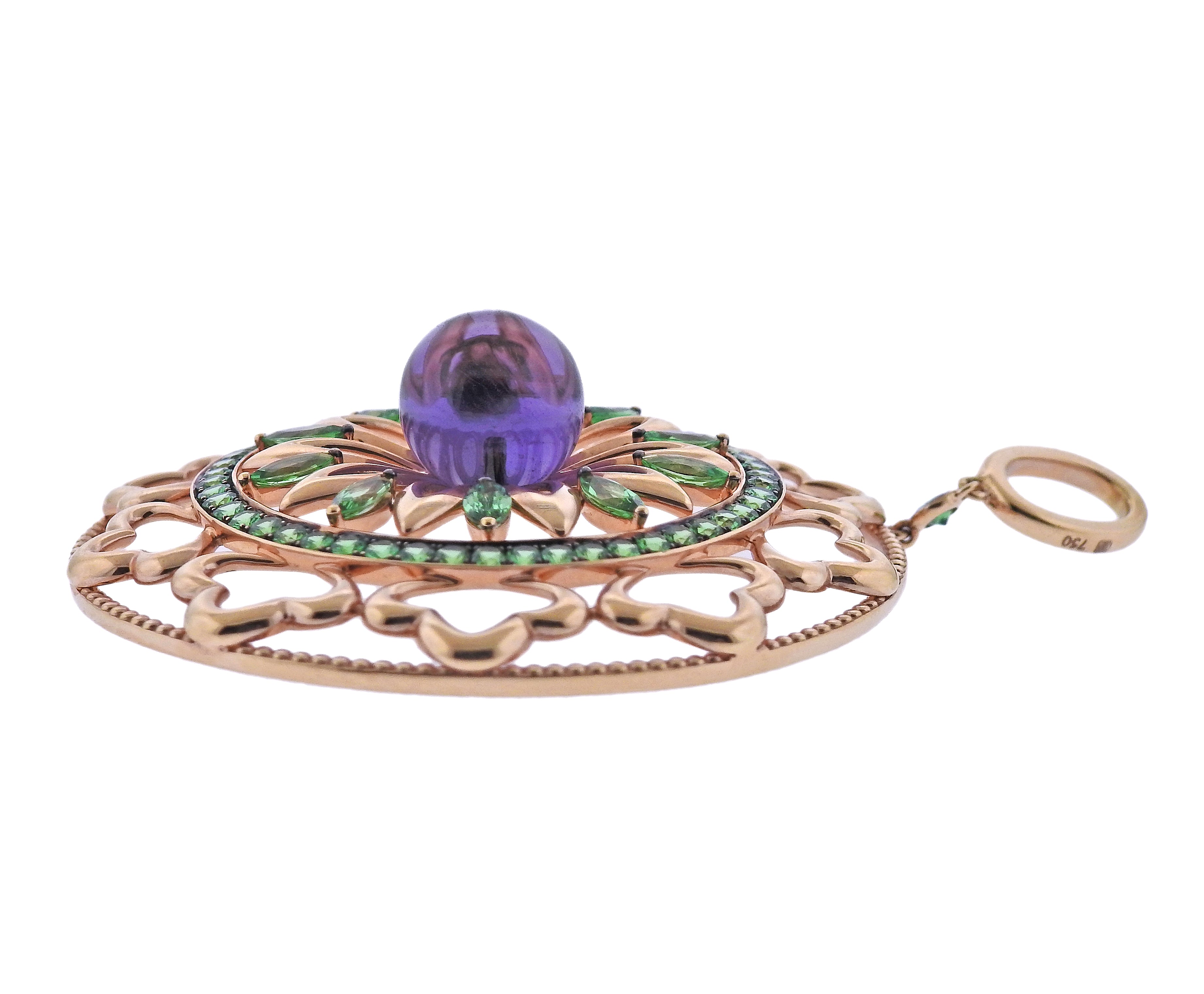 Bucherer Gold Amethyst Tsavorite Pendant