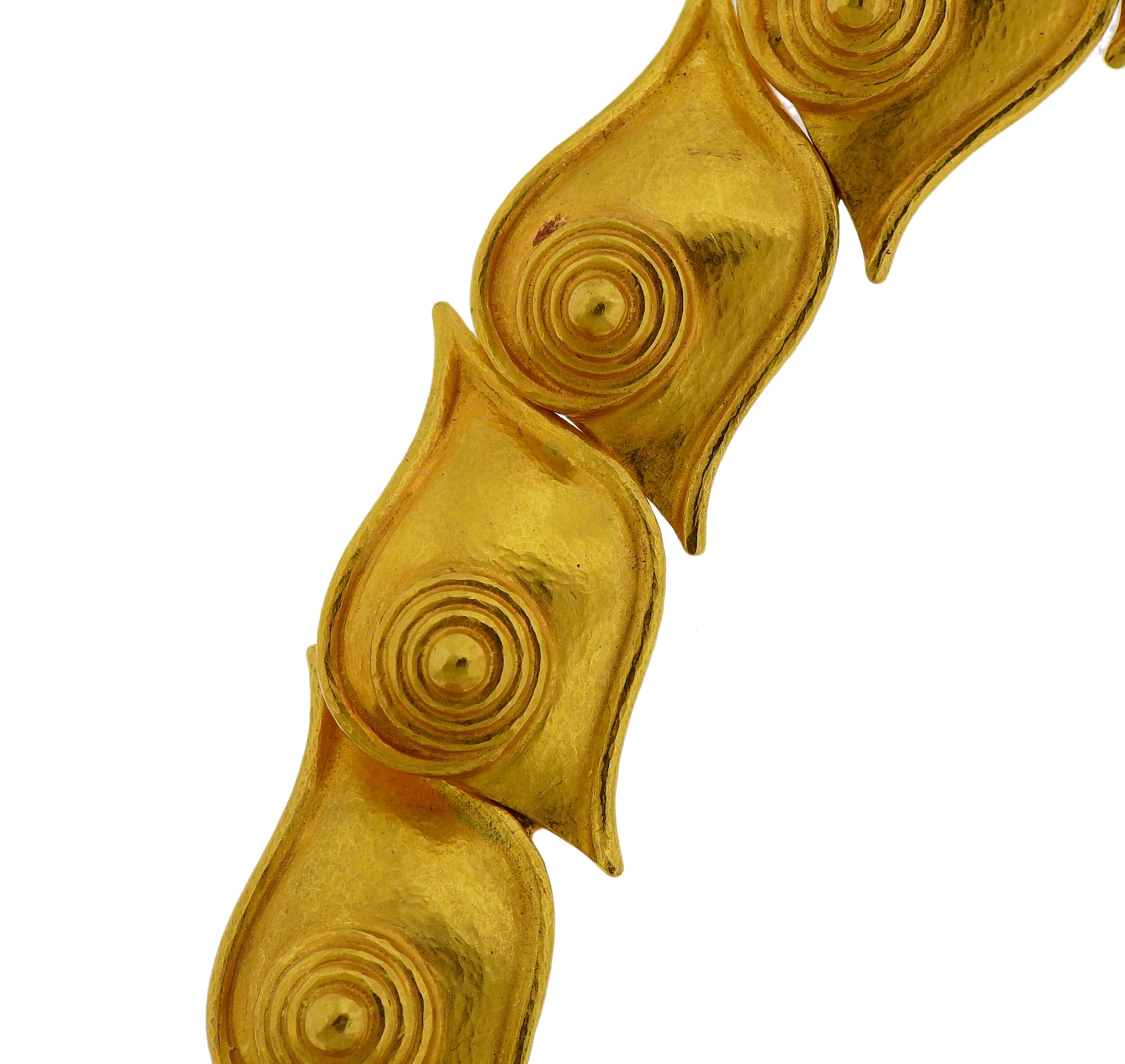Zolotas Greece Gold Swirl Motif Necklace Earrings Set - Oak Gem
