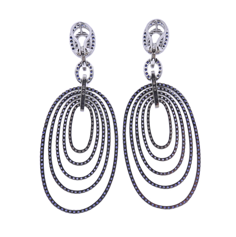 Bucherer Gold Diamond Sapphire Drop Earrings