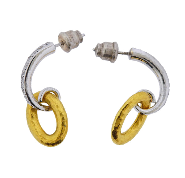 Gurhan Galahad Gold Diamond Drop Earrings - Oak Gem