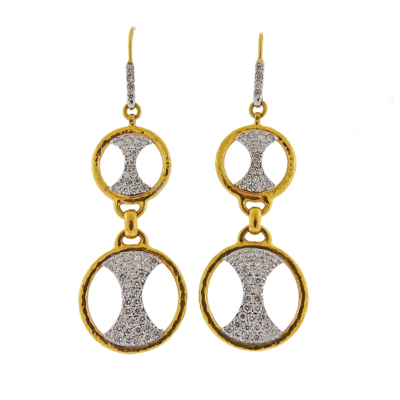 Gurhan Tuxedo Gold Diamond Double Drop Earrings - Oak Gem