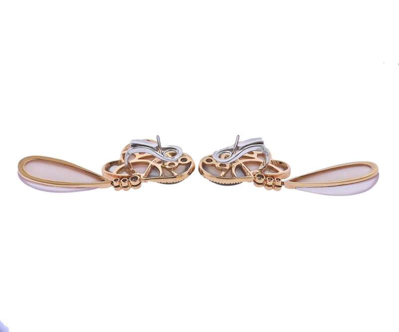 Bucherer Gold Diamond Quartz Cocktail Earrings