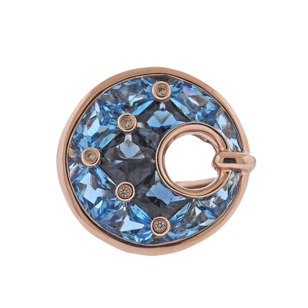 Bellarri Hava Nouveau Blue Topaz Gold Diamond Ring