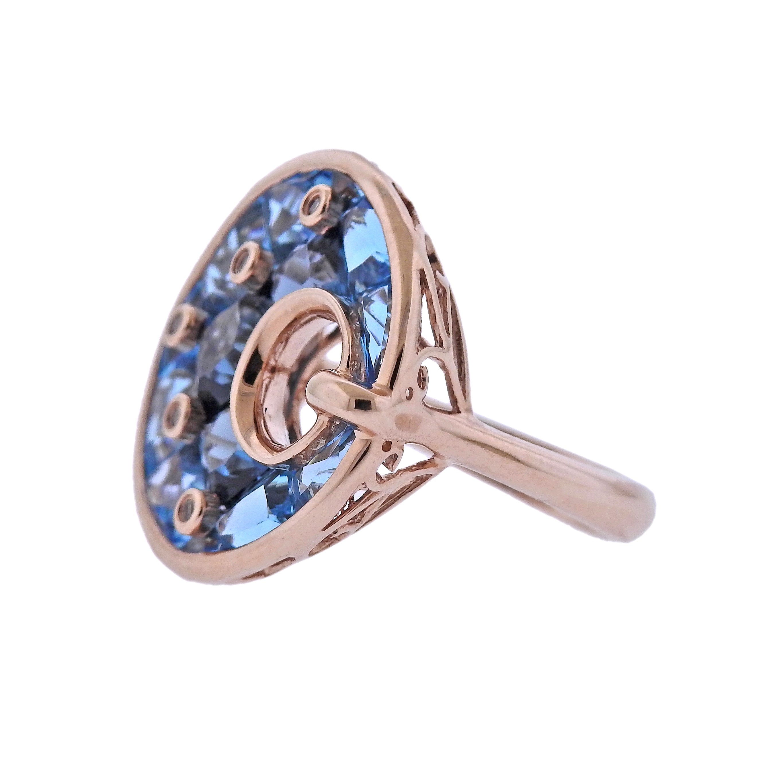 Bellarri Hava Nouveau Blue Topaz Gold Diamond Ring