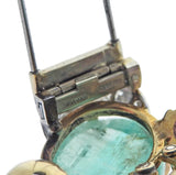 Seaman Schepps Diamond Pearl Emerald Ruby Sapphire Gold Brooch