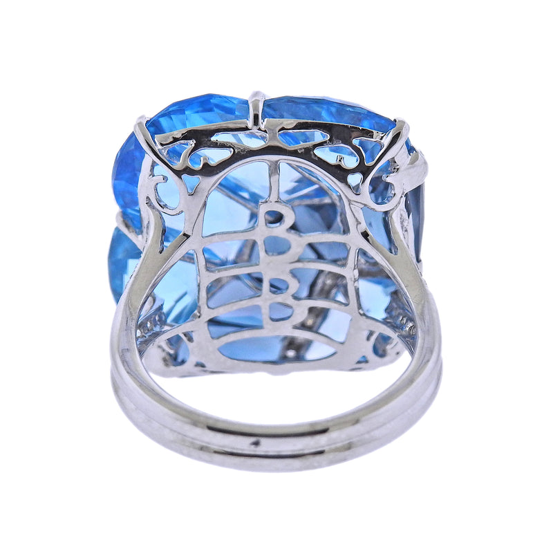 Bellarri Fresco Blue Topaz Diamond Gold Ring