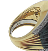 David Webb Azurmalachite Diamond Gold Platinum Ring