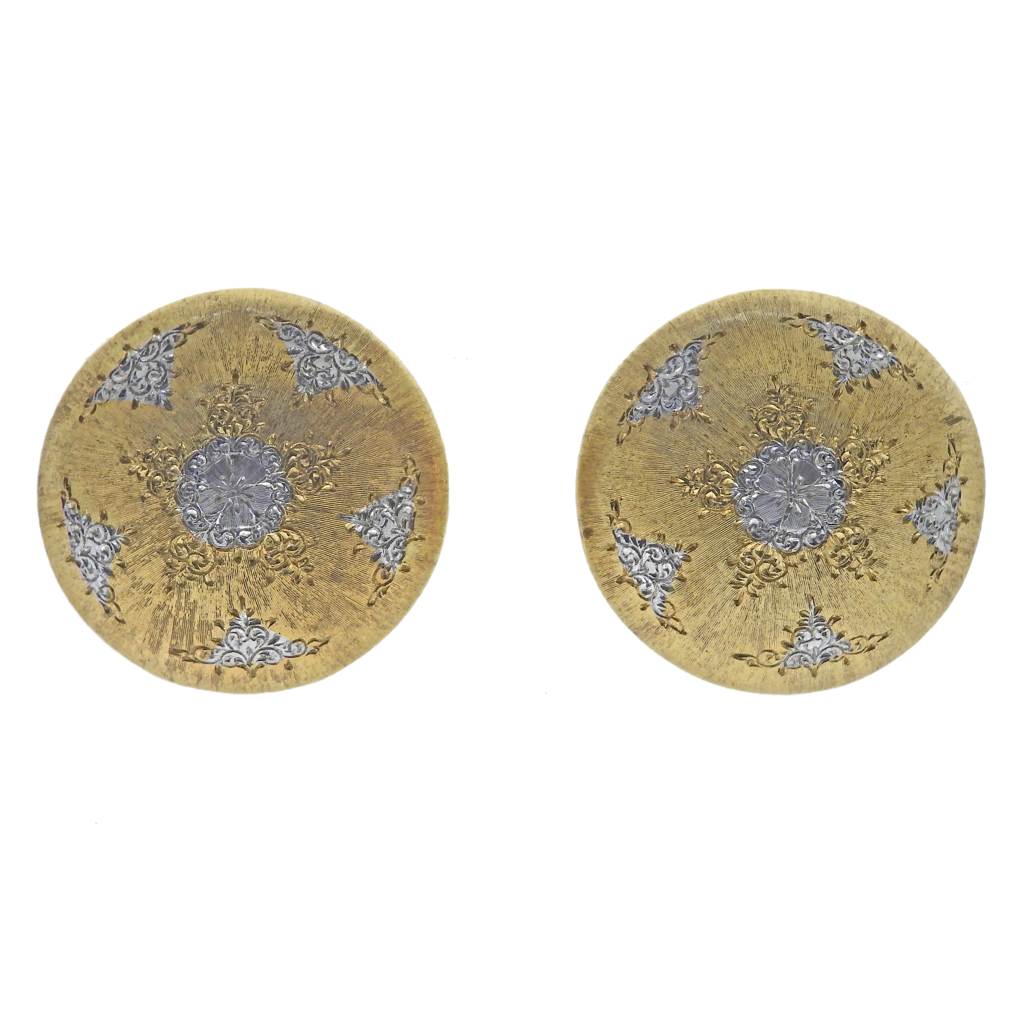 Mario Buccellati Geminato Gold Button Earrings