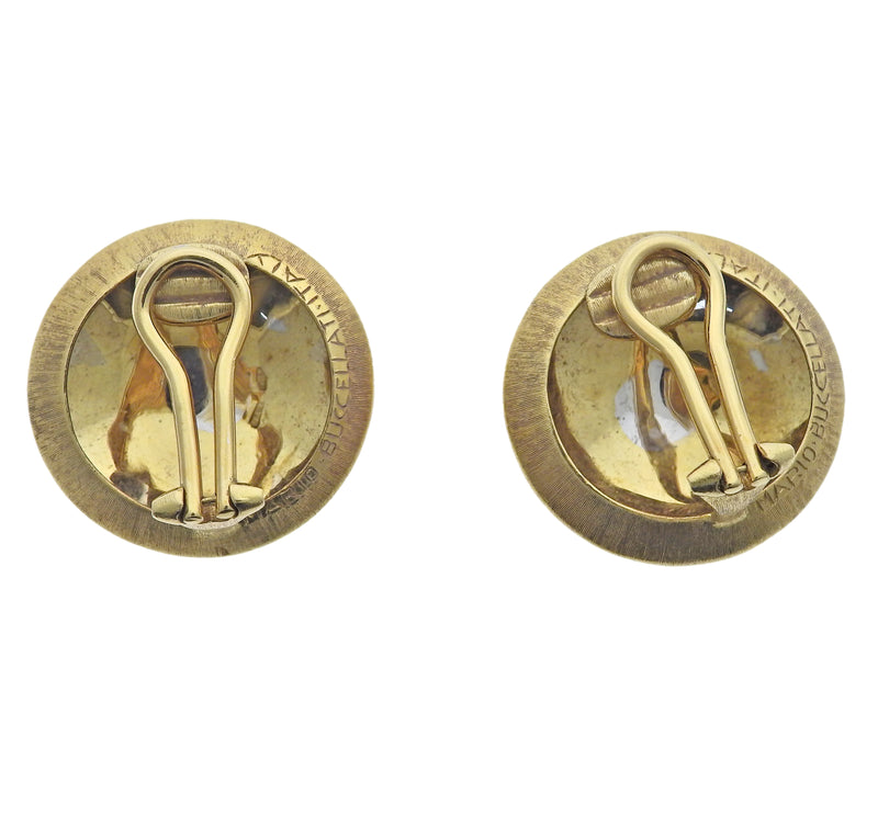 Mario Buccellati Geminato Gold Button Earrings