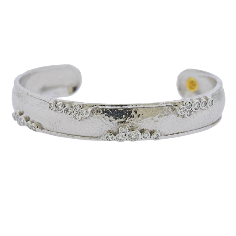 Silver Diamond Cuff with Square Element | Von Bargen's Jewelry