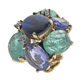 Seaman Schepps Emerald Sapphire Diamond Gold Earrings