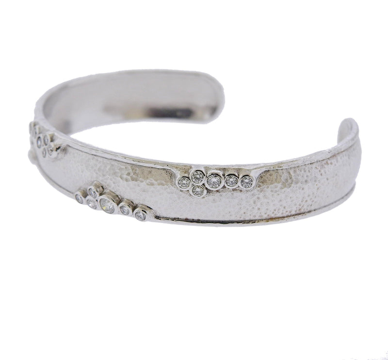 Wyatt Cuff - Engraveable sterling silver cuff bracelet with champagne  diamonds – .925SUNEERA