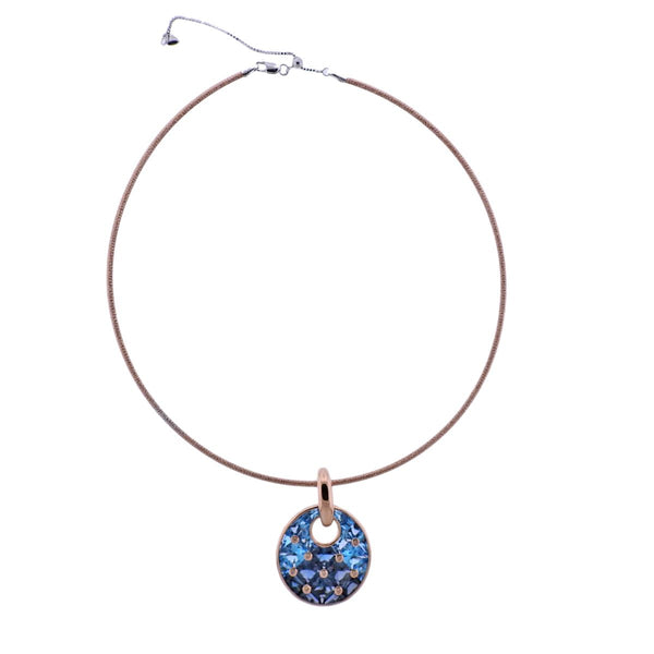 Bellarri Hava Nouveau Blue Topaz Diamond Gold Pendant Necklace