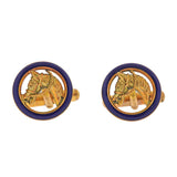 Gucci Enamel Gold Horse Head Equestrian Cufflinks - Oak Gem