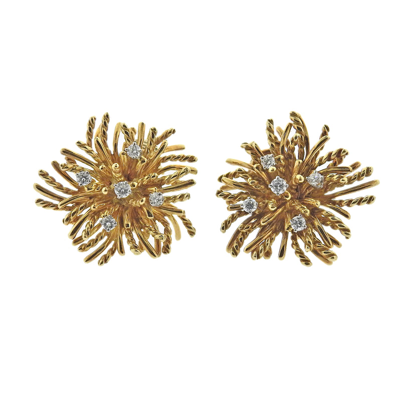 Tiffany & Co Anemone Diamond Gold Earrings