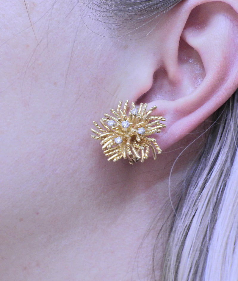 Tiffany & Co Anemone Diamond Gold Earrings