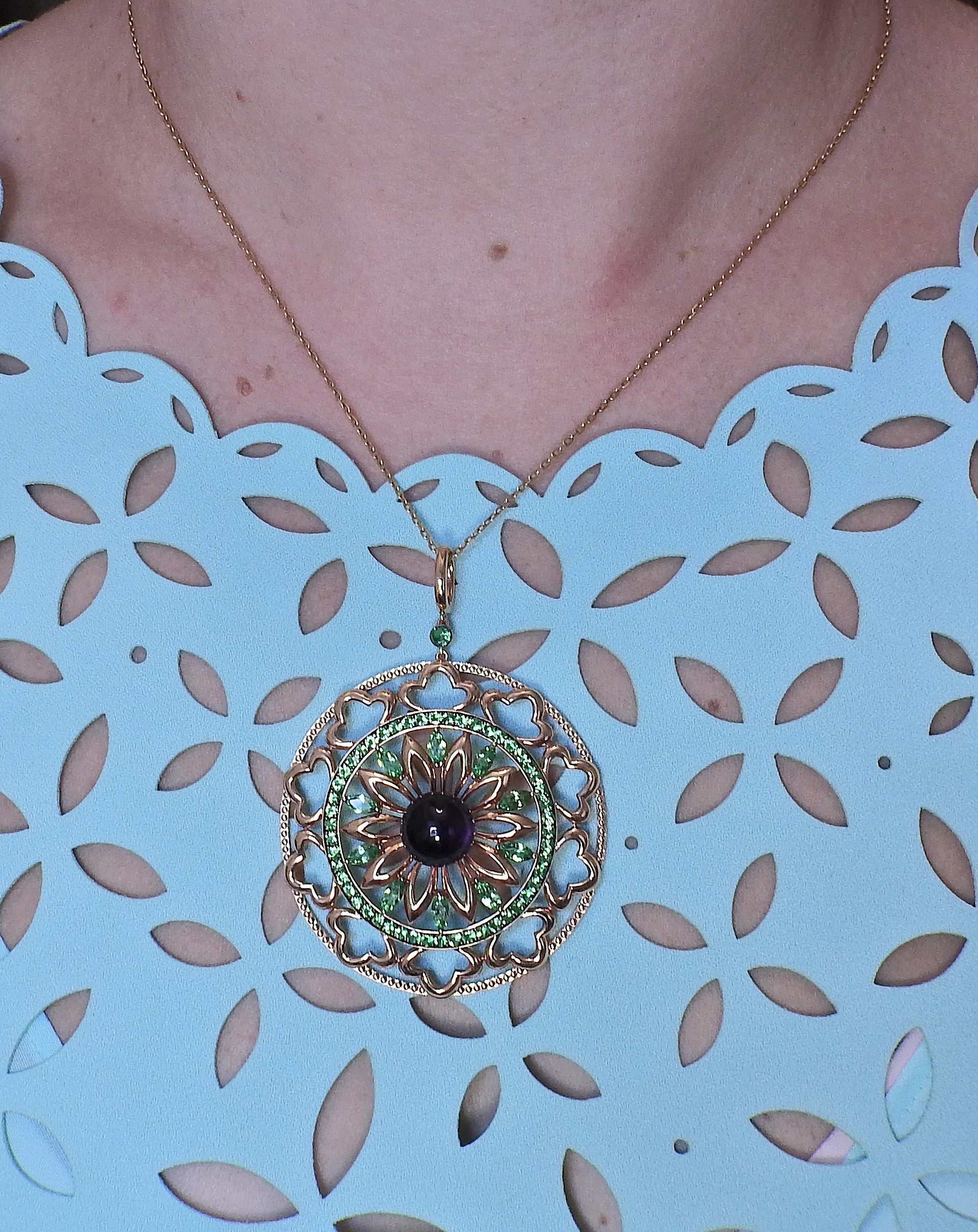 Bucherer Gold Amethyst Tsavorite Pendant