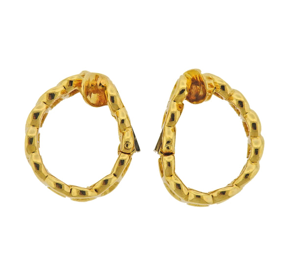 Van Cleef & Arpels VCA Inside Out Diamond Gold Hoop Earrings - Oak Gem
