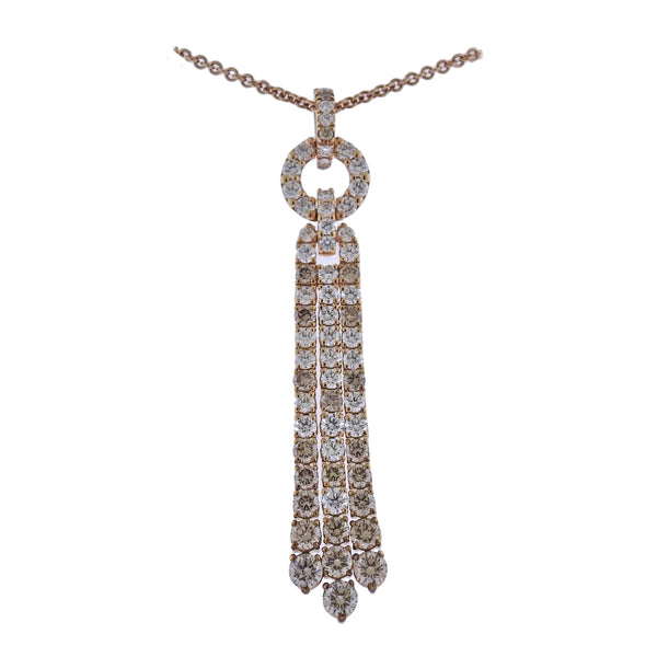 Bucherer Gold 4.76ct Fancy Diamond Tassel Pendant Necklace