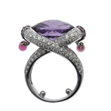 Gold Diamond Amethyst Ruby Cocktail Ring