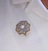 Buccellati Pearl Diamond Gold Brooch - Oak Gem