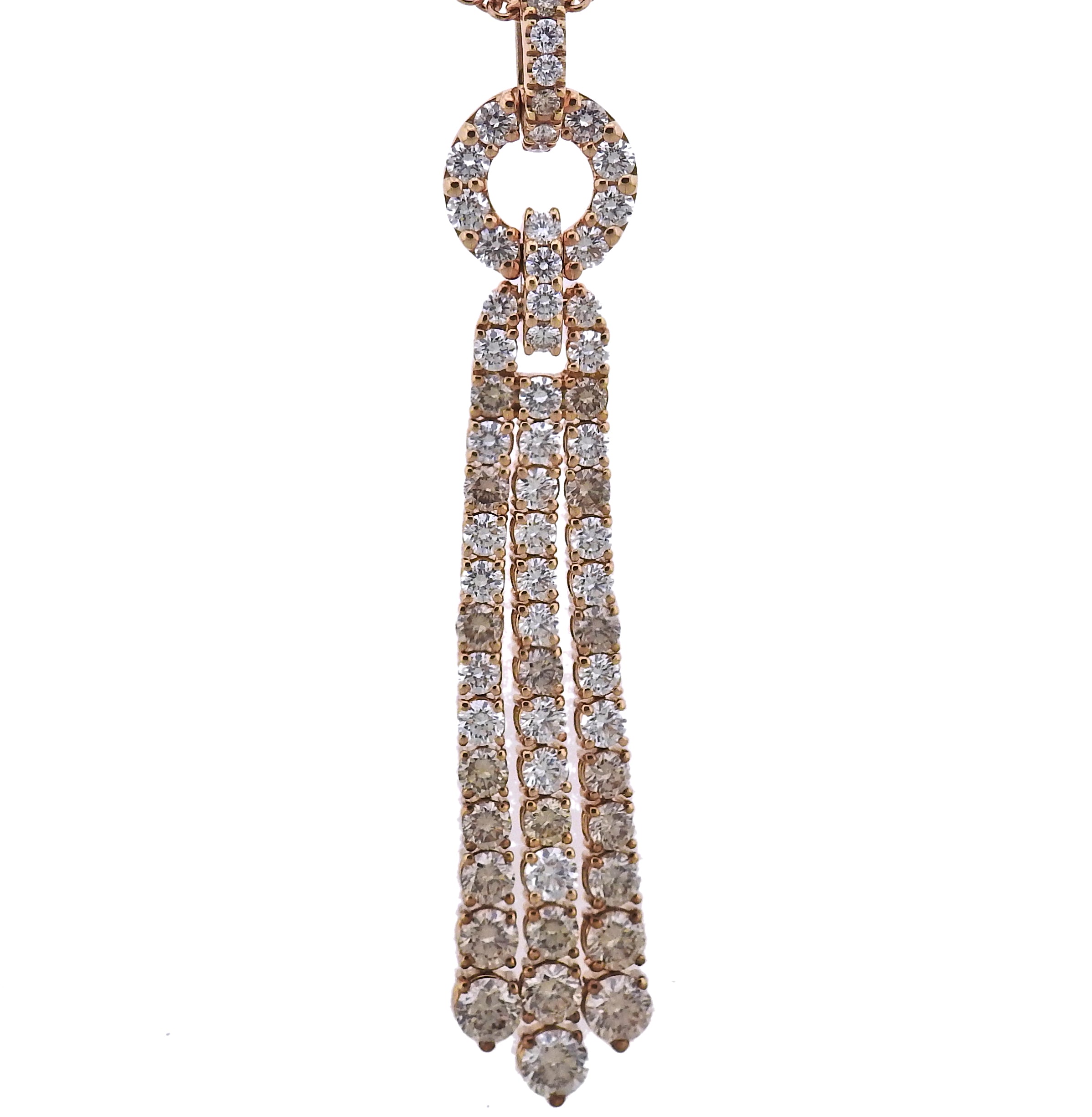 Bucherer Gold 4.76ct Fancy Diamond Tassel Pendant Necklace