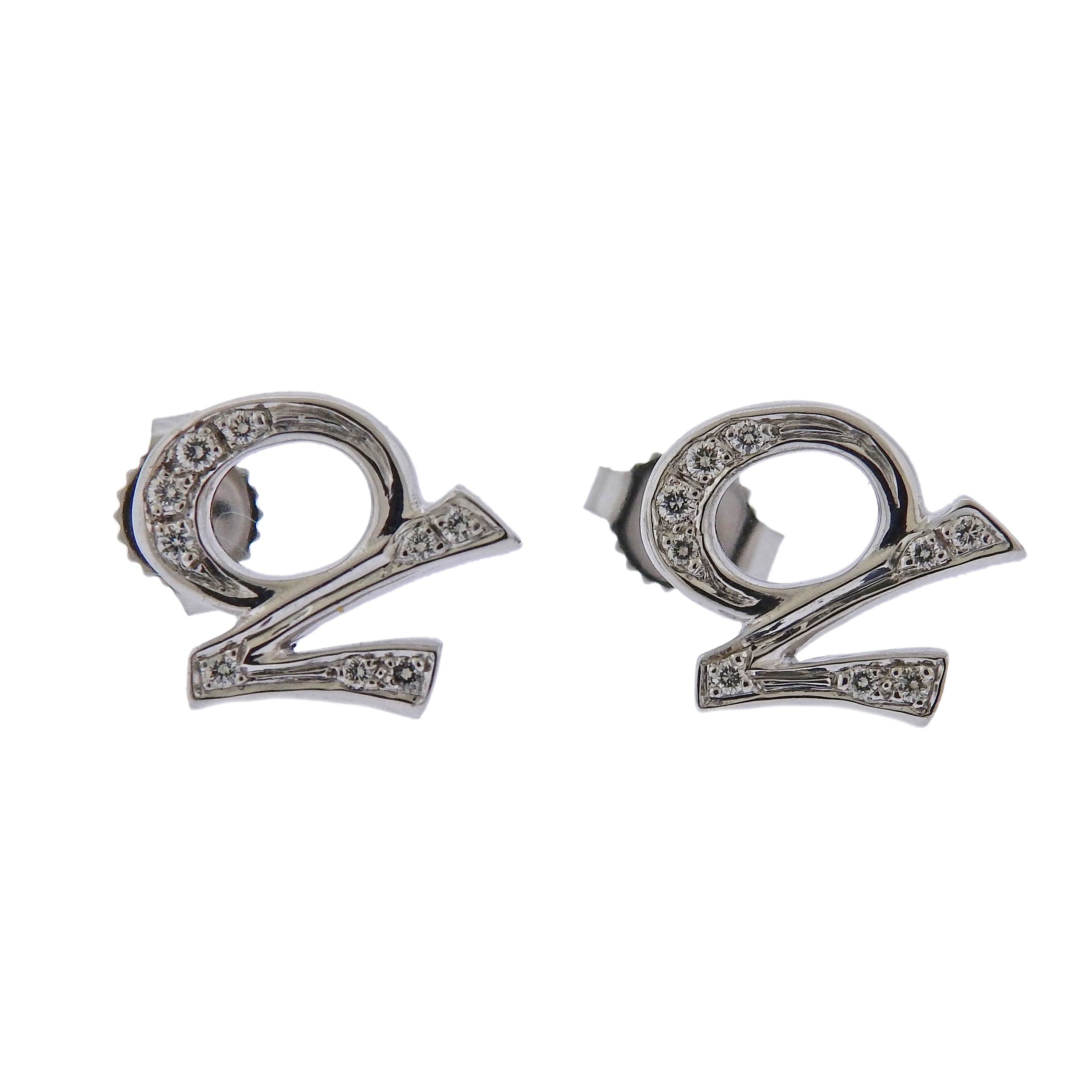 Gubelin Gold Diamond Capricorn Zodiac Sign Stud Earrings - Oak Gem