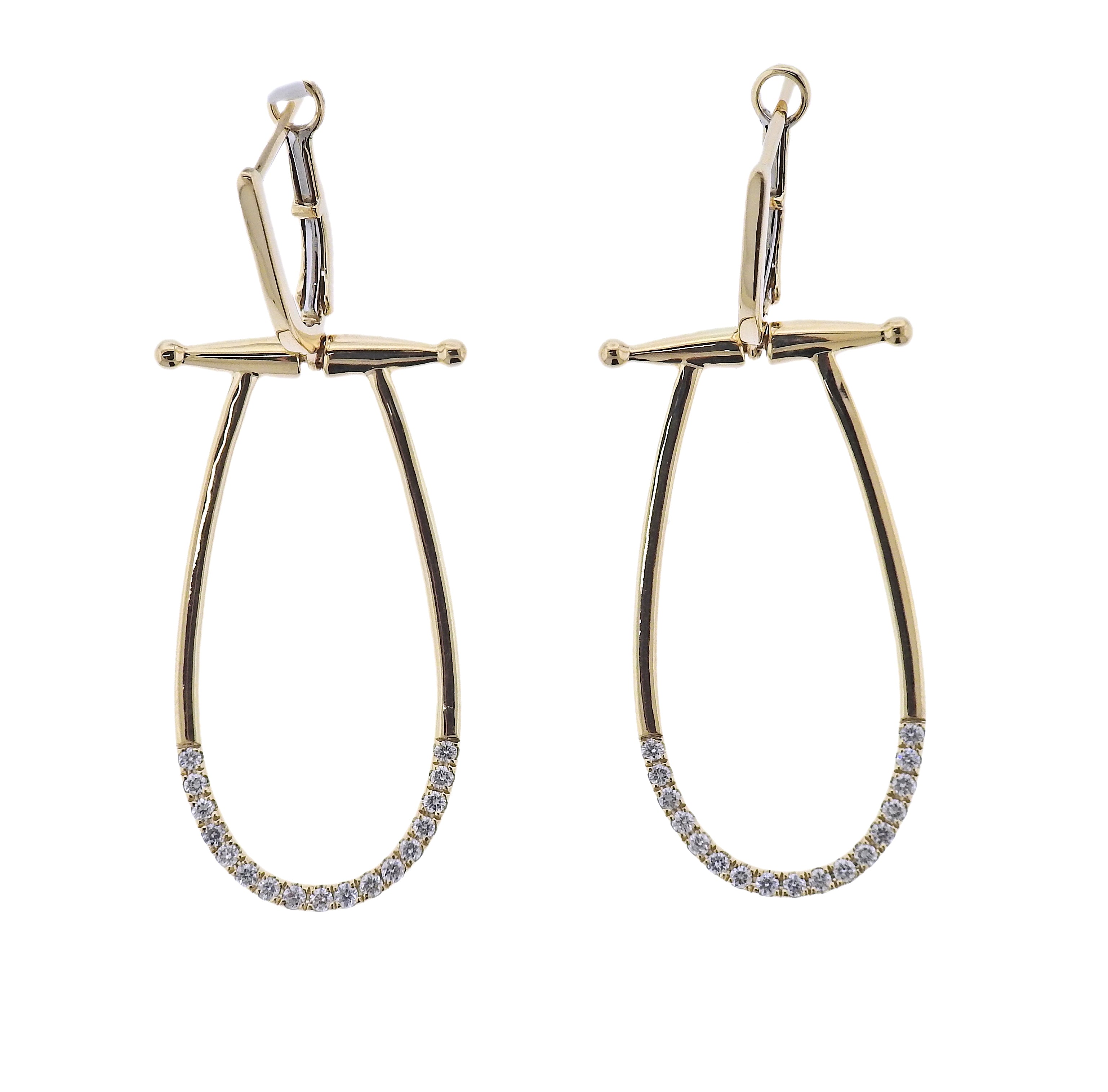 Doves Doron Paloma Diamond Gold Horse Bit Earrings