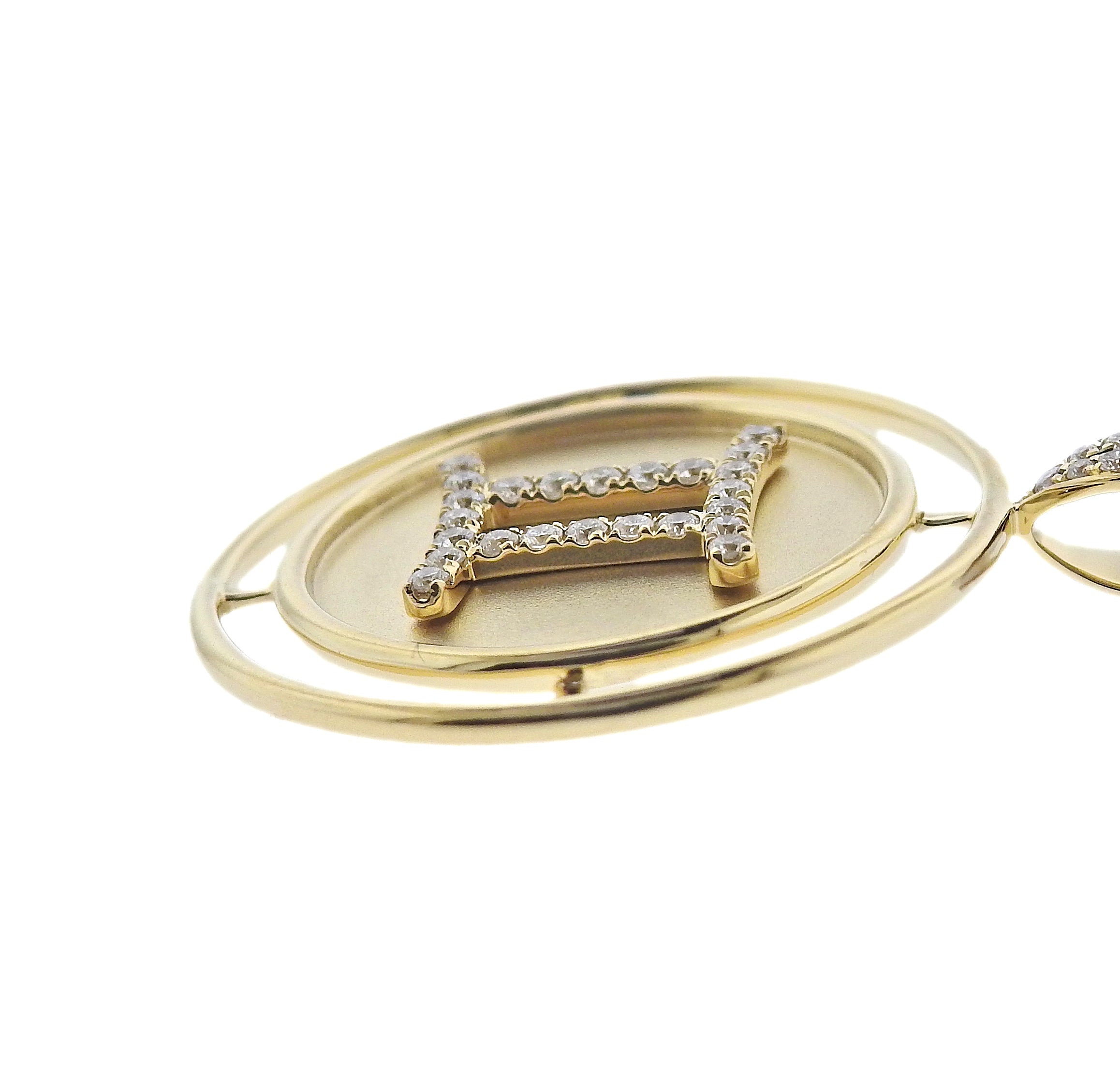 Doves Doron Paloma Gold Diamond Gemini Zodiac Pendant