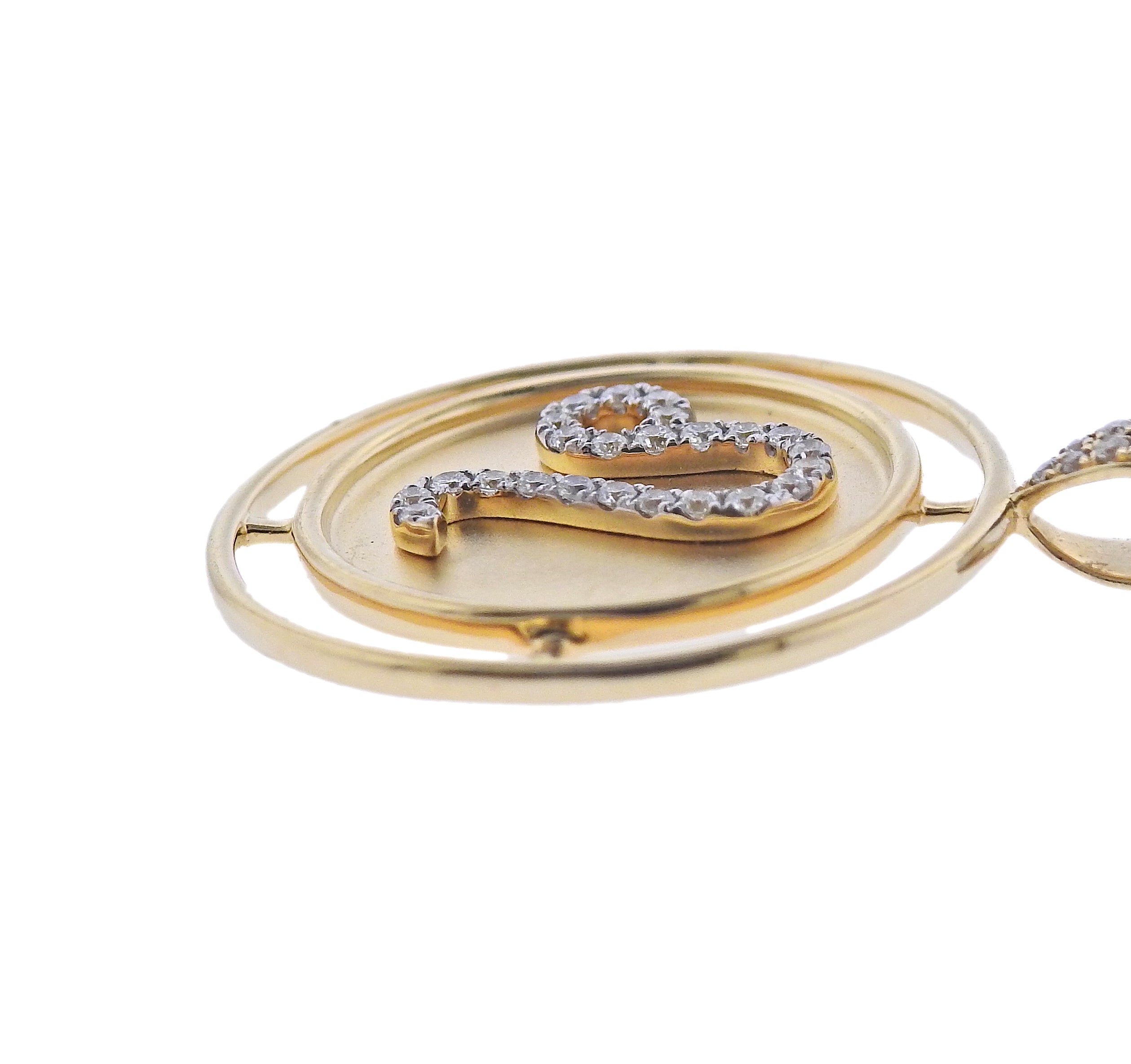 Doves Doron Paloma Gold Diamond Leo Zodiac Pendant