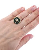 Doves Doron Paloma Gold Diamond Malachite Ring