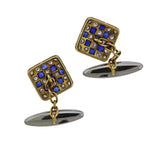 Art Deco Diamond Sapphire Gold Classic Cufflinks - Oak Gem