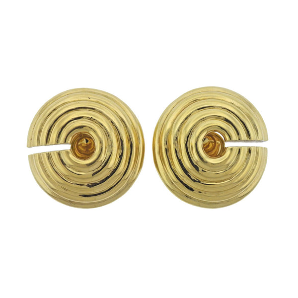 David Webb Large Gold Earrings - Oak Gem