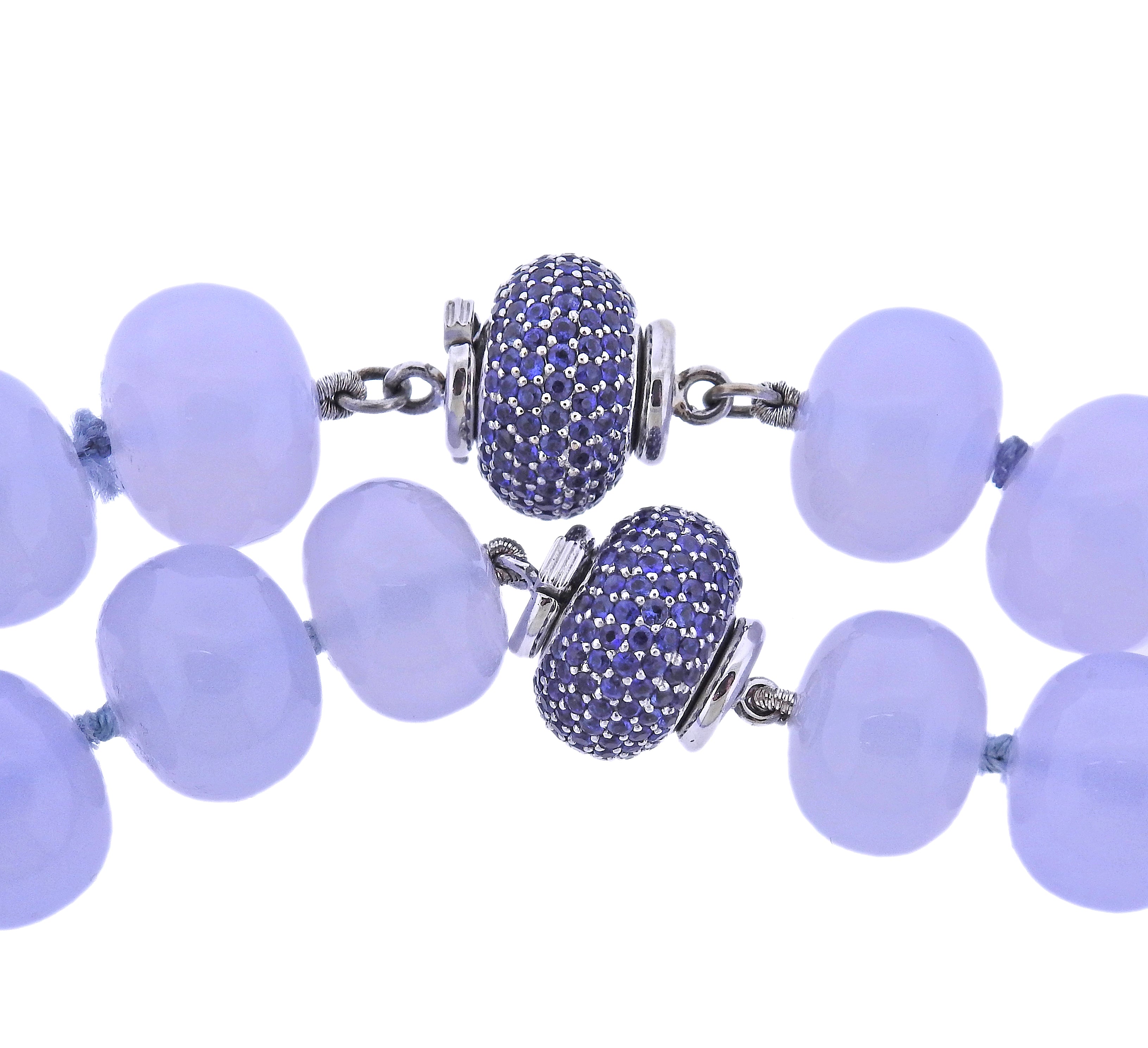 Seaman Schepps Chalcedony Sapphire Gold Nesting Necklace Set