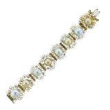 1974 Andrew Grima Pearl Diamond Gold Honeycomb Bracelet - Oak Gem