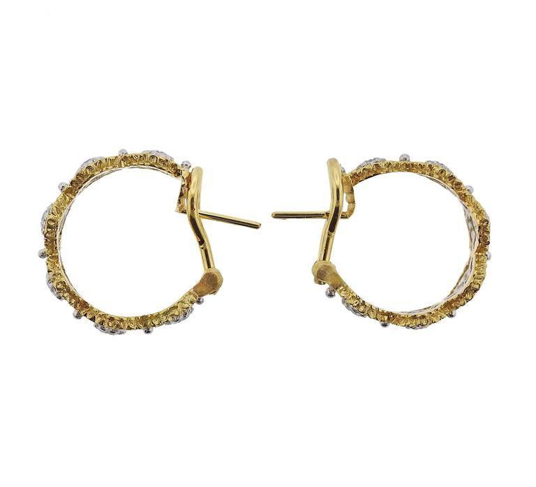 Buccellati Diamond Gold Hoop Earrings - Oak Gem