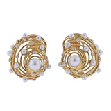 Trianon Pearl Diamond Gold Shell Earrings