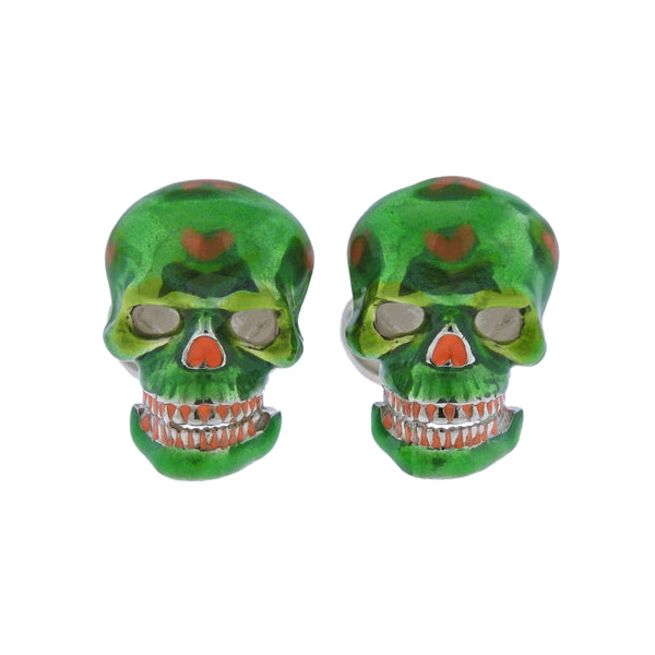 Deakin & Francis Mexican Skull Green Enamel Cufflinks - Oak Gem