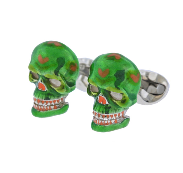 Deakin & Francis Mexican Skull Green Enamel Cufflinks - Oak Gem