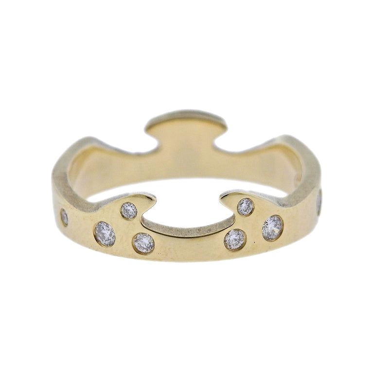 Georg Jensen Fusion Yellow Gold Diamond End Ring #1368 AA – Oak Gem
