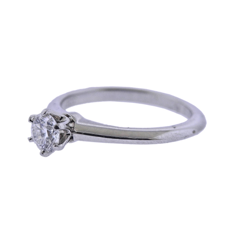 Tiffany & Co 0.42ct F SI1 Diamond Platinum Engagement Ring - Oak Gem