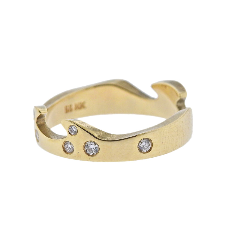 Georg Jensen Fusion Yellow Gold Diamond End Ring #1368 AA