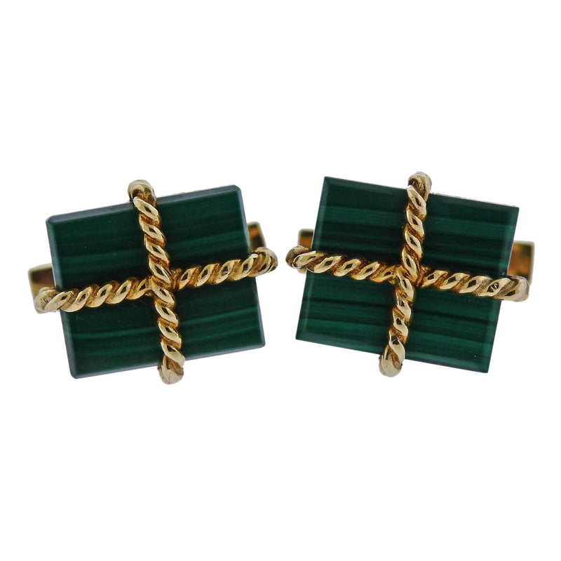 Tiffany & Co Malachite Gold Cufflinks - Oak Gem