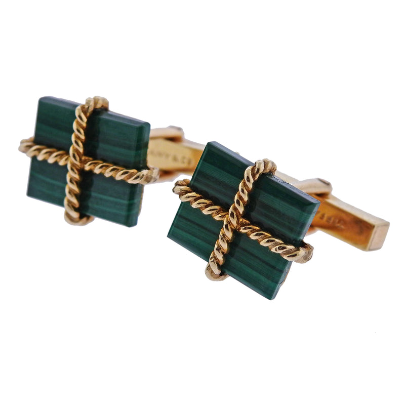 Tiffany & Co Malachite Gold Cufflinks - Oak Gem