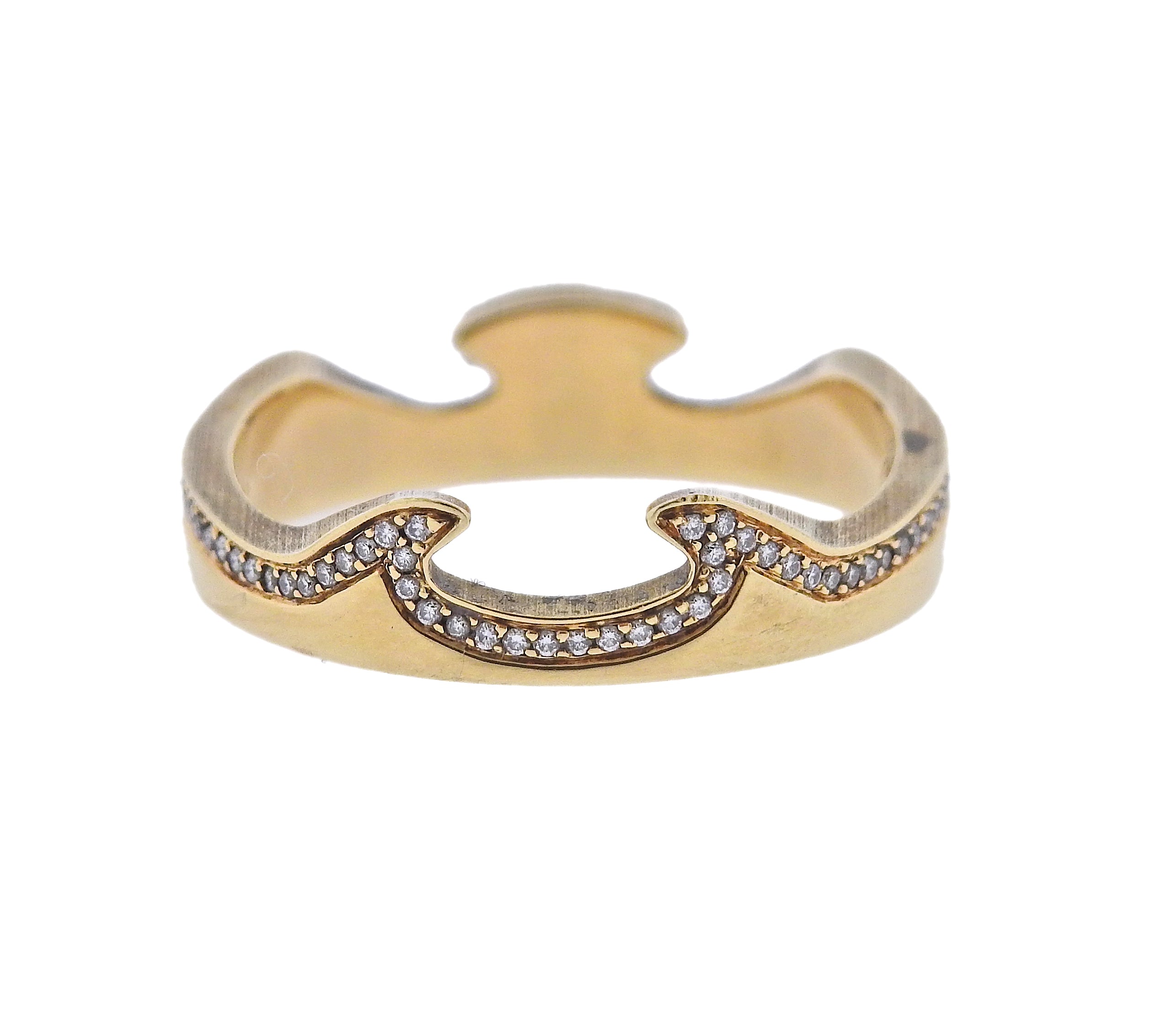 Georg Jensen Fusion Yellow Gold Diamond End Ring #1371