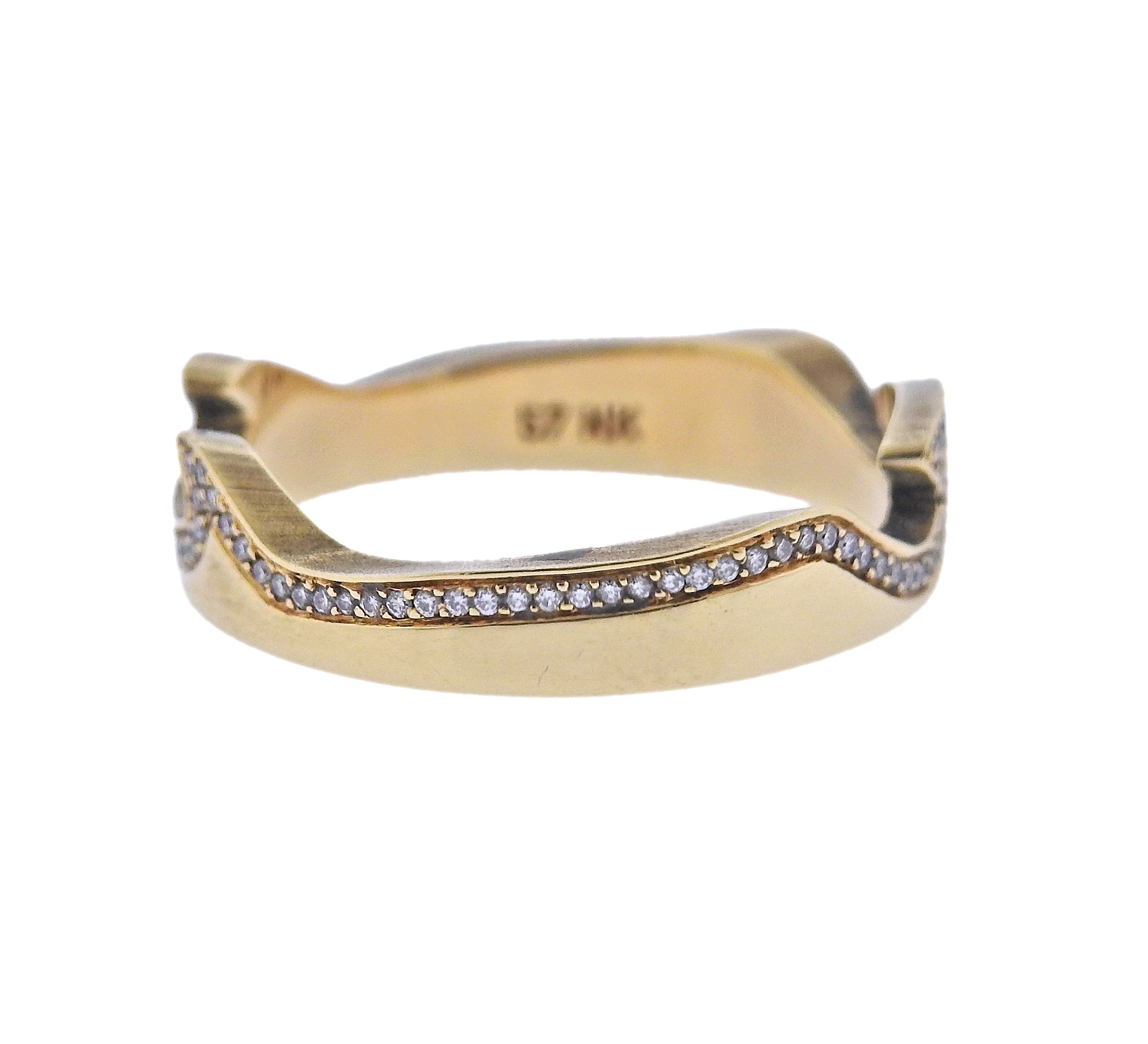 Georg Jensen Fusion Yellow Gold Diamond End Ring #1371